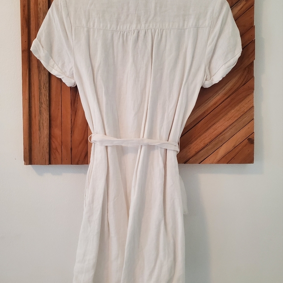 White Linen Button Down Dress - Picture 4 of 4